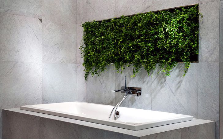 Применение технологии вертикального озеленения в ванной